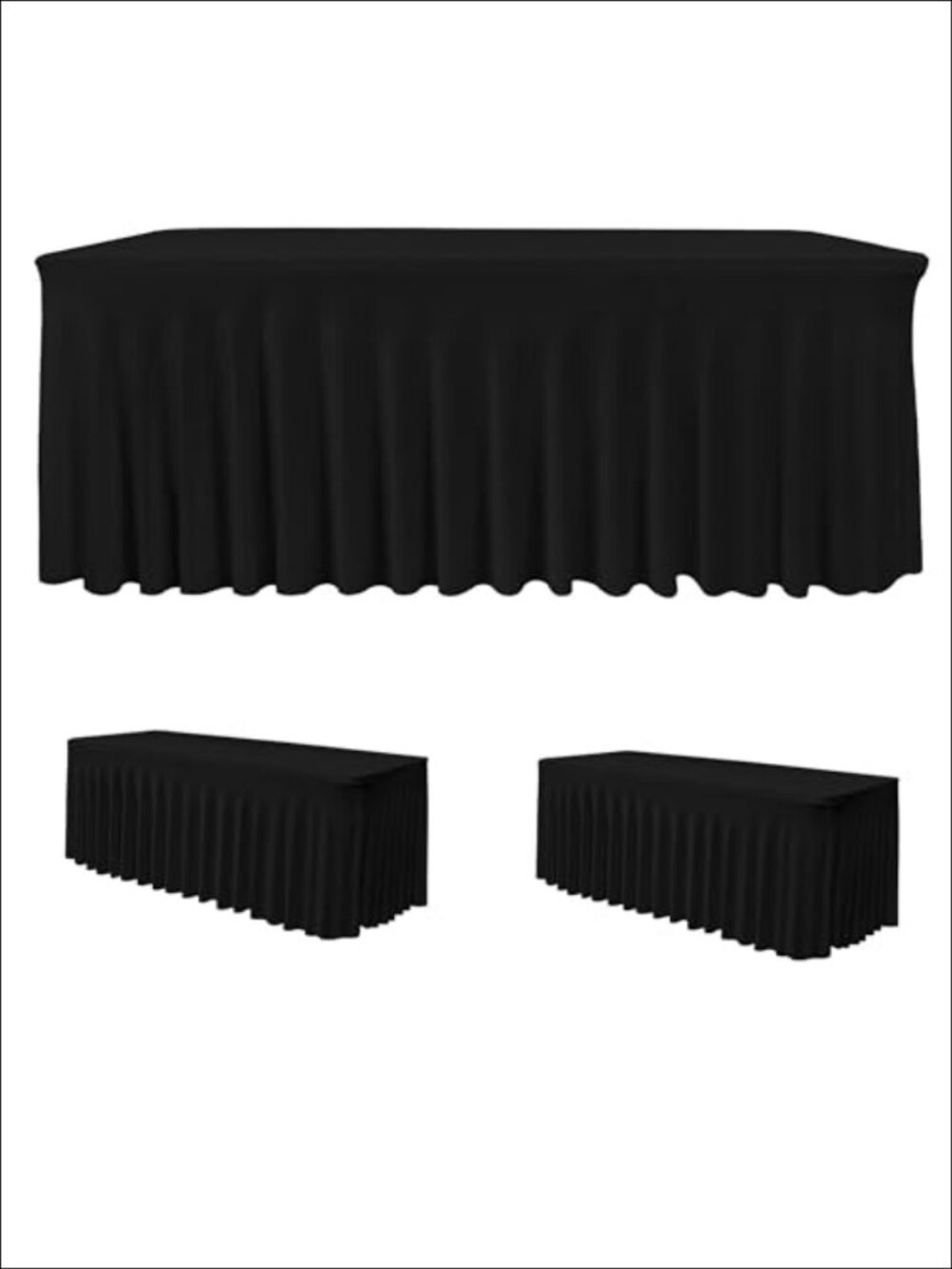 2 Pack Spandex Table Skirts for 6 Ft Rectangle Tables, Ruffle Tablecloths